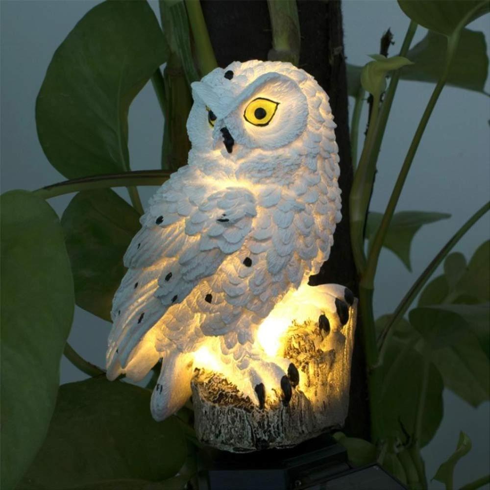 Garden outdoor Resin animal lamp Lawn Ornament Statue Fairy Stake Lamp Solar Powered LED Owl Night Lights