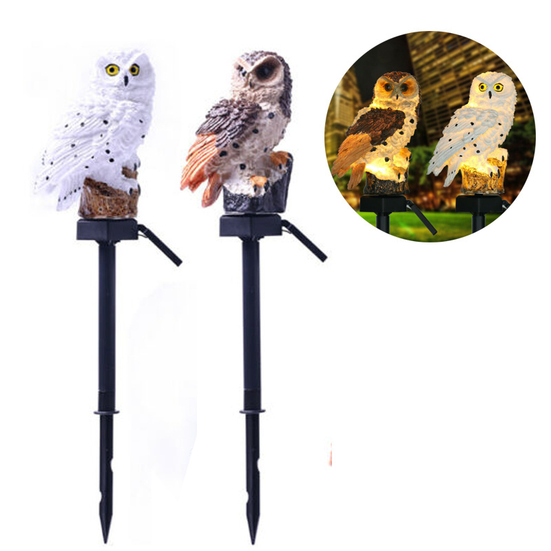 Garden outdoor Resin animal lamp Lawn Ornament Statue Fairy Stake Lamp Solar Powered LED Owl Night Lights