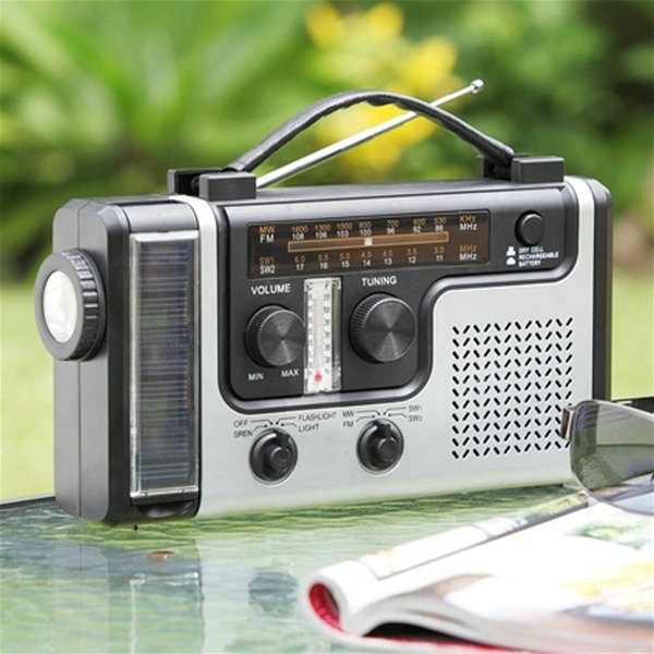 Portable Multifunction Solar Radio MW/FM/SW  LED Flashlight 1200mah Emergency Solar Alert Hand Crank Radio USB FT Card