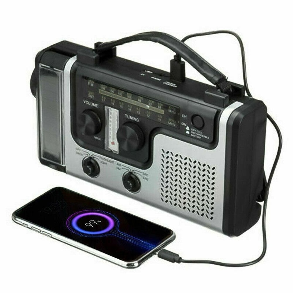 Portable Multifunction Solar Radio MW/FM/SW  LED Flashlight 1200mah Emergency Solar Alert Hand Crank Radio USB FT Card