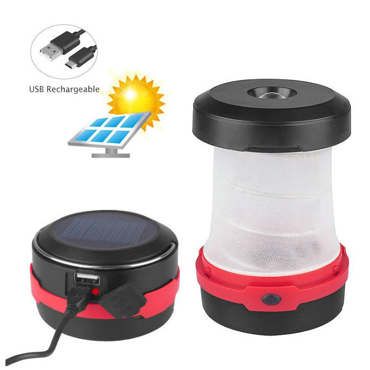 Solar Powered LED Collapsible Lantern Light 3W for Outdoor Hiking Tent Garden phone charger foldable solar camping lantern