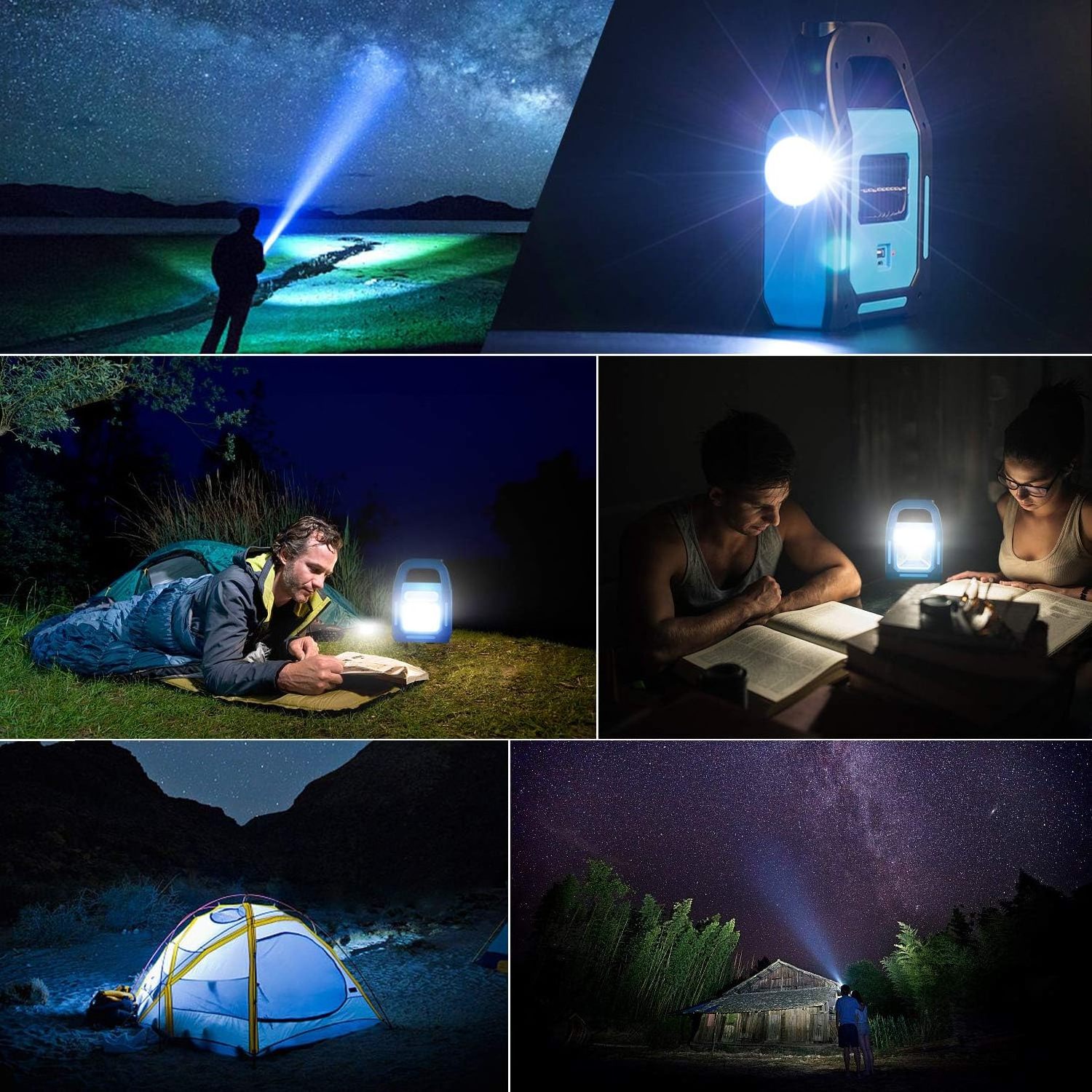 3 in 1 Solar USB Rechargeable Brightest COB LED Camping Lantern  Charging for Device Solar Emergency Flashlight LED Light