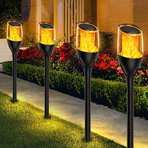 Taller Waterproof Solar Tiki Torches with Flickering Flame, Decorative Solar Garden Lights, LED Torch Lights Auto On/Off Outdoor