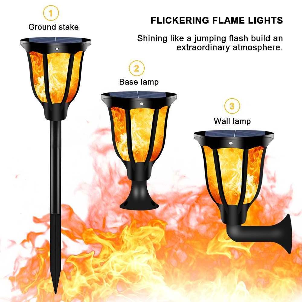 51led Flame Flickering Dancing Torch Light solar flame light post wall lamp Outdoor solar flickering flame torch