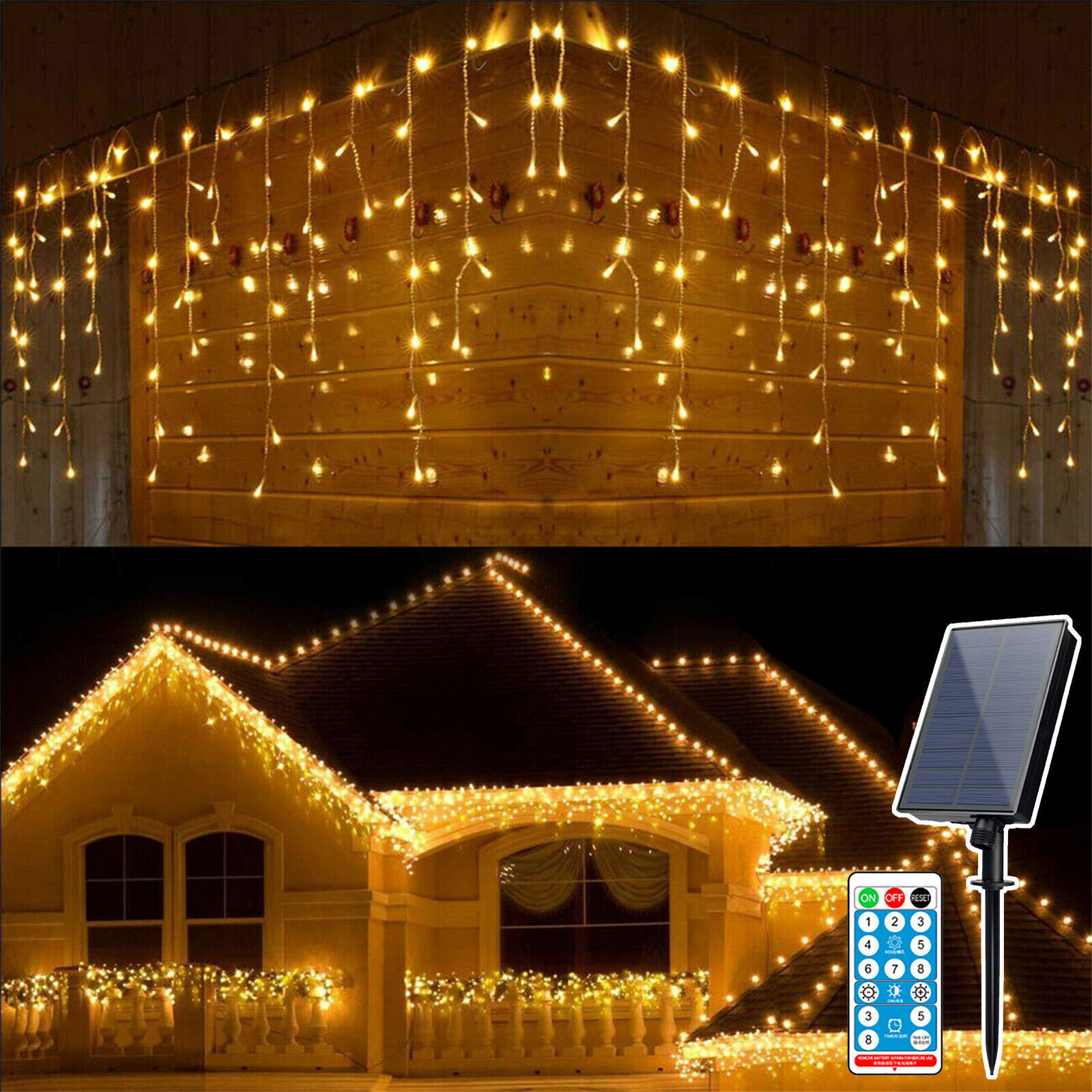 6LED Curtain Icicle String Lights Droop solar Christmas light Garland Garden Street Outdoor Decoration Holiday Light