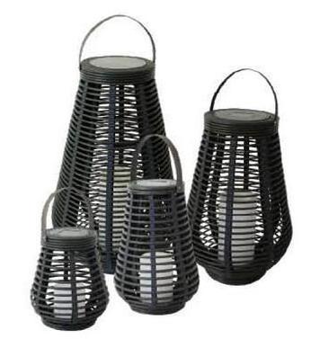 Outdoor table candle lantern for garden yard patio Waterproof Solar Rattan Teardrop Candle Lantern