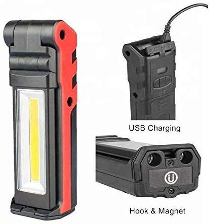 5W USB Rechargeable Work Light with Magnetic Base&Hanging Hook,COB Super Bright Adjustable LED Work Light