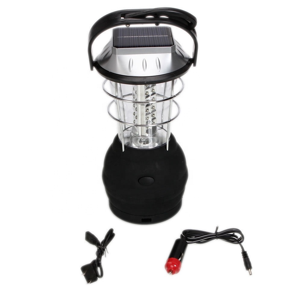 36led Portable Outdoor emergency led camping light solar camping lanterns with hand crank USB port cellphone charger