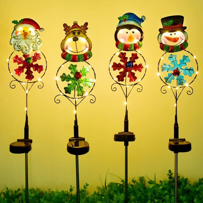 Christmas Solar Stake Lights Outdoor Decoration Xmas Ornaments for Garden Yard Driveway Pathway Patio Lawn Cemetery Grave Decor