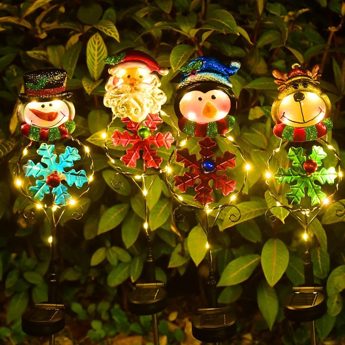 Christmas Solar Stake Lights Outdoor Decoration Xmas Ornaments for Garden Yard Driveway Pathway Patio Lawn Cemetery Grave Decor