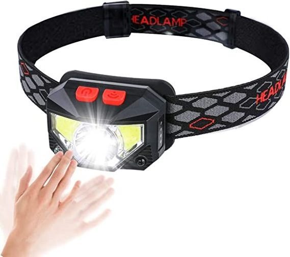 Headlamp Flashlight 350 Lumen Ultra-Light Bright LED Rechargeable Headlight White Red Light Motion sensor Headlamp Flashlight