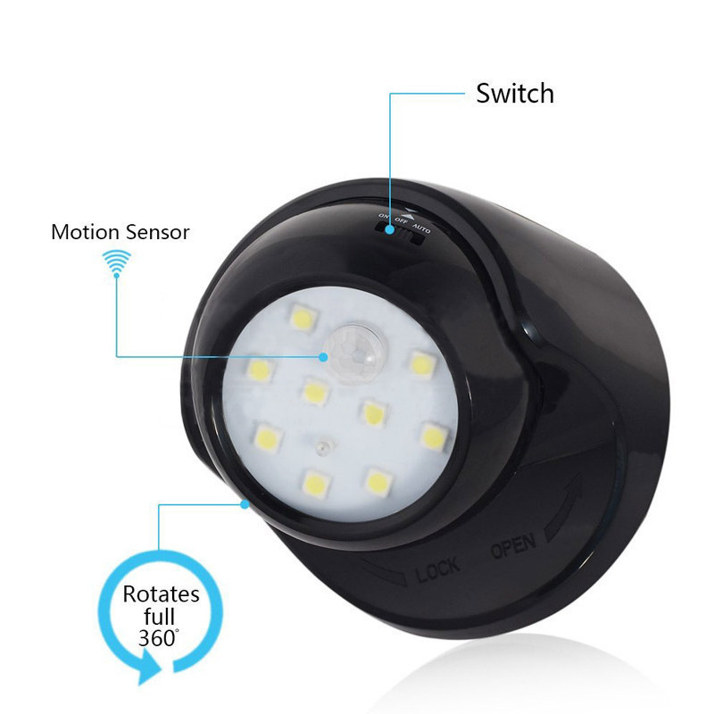 9 LED AAA Battery Powered 360 degree Battery Operated Indoor Outdoor Night Light Garden Motion Sensor Security Led Light Lamp