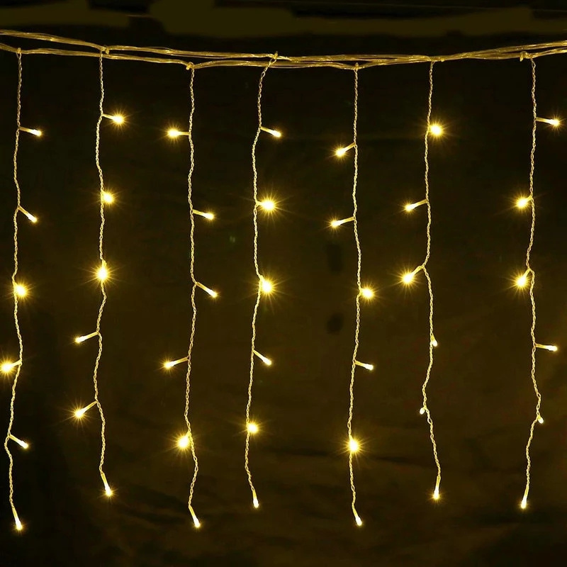 6LED Curtain Icicle String Lights Droop solar Christmas light Garland Garden Street Outdoor Decoration Holiday Light