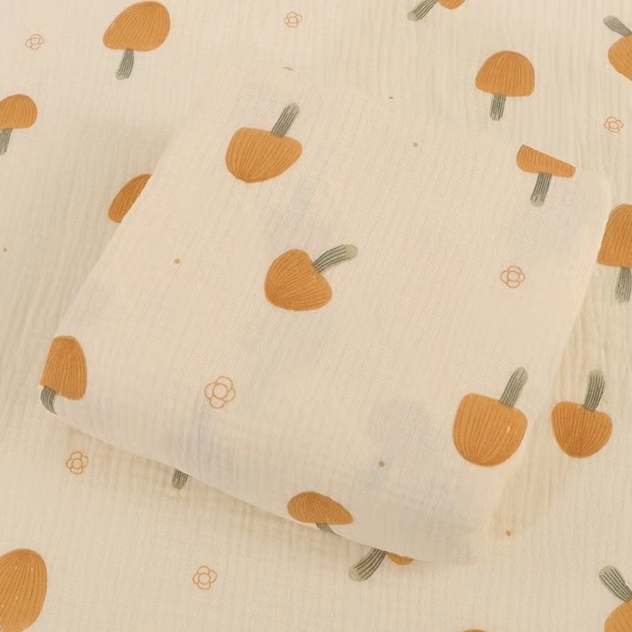 Custom High Quality Cotton Double Layered Muslin Printed Baby Fabric