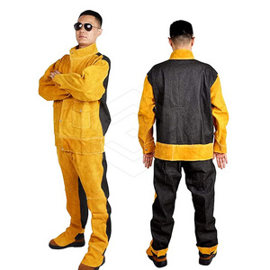 Custom Welding Suit High Quality Leather Heat Resistant Protection Men Wear Welding Welder Suit