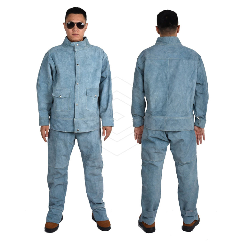 Custom Welding Suit High Quality Leather Heat Resistant Protection Men Wear Welding Welder Suit