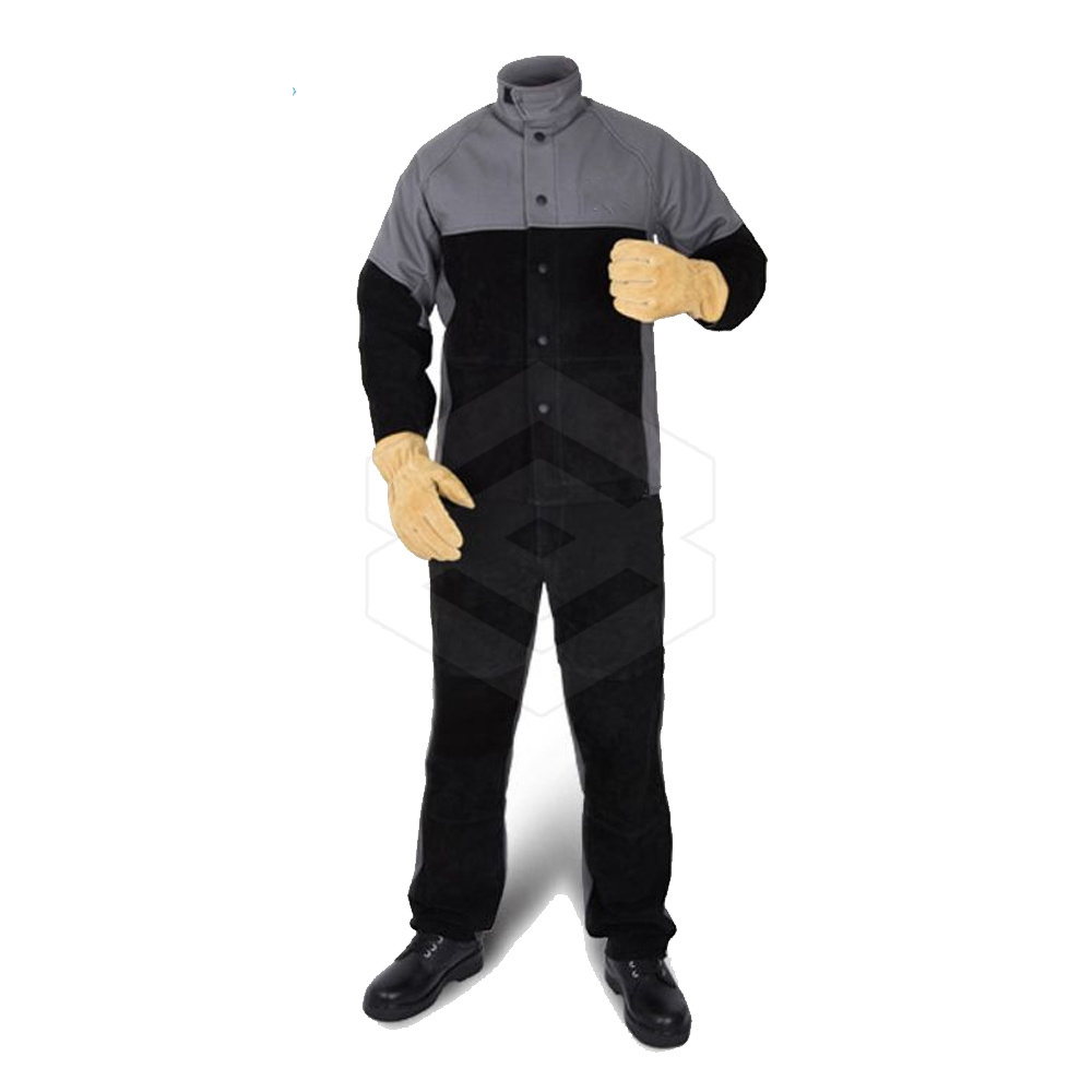 Custom Welding Suit High Quality Leather Heat Resistant Protection Men Wear Welding Welder Suit