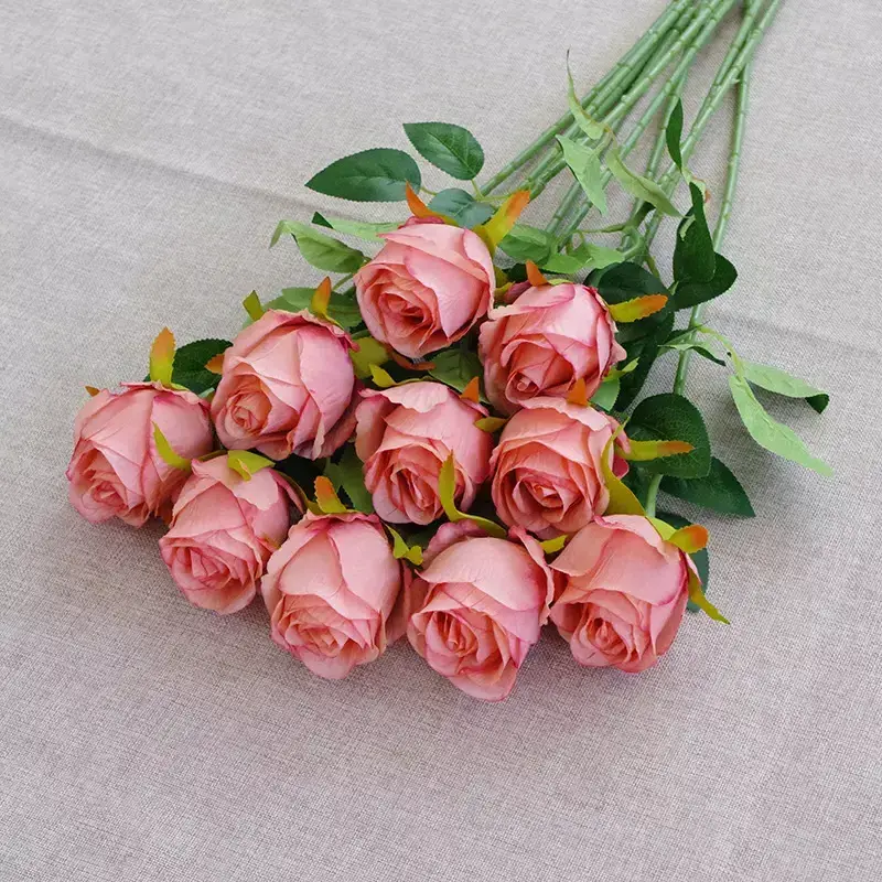 Wholesale Silk Flowers Artificial Long Stem White Roses Silk Christmas Roses