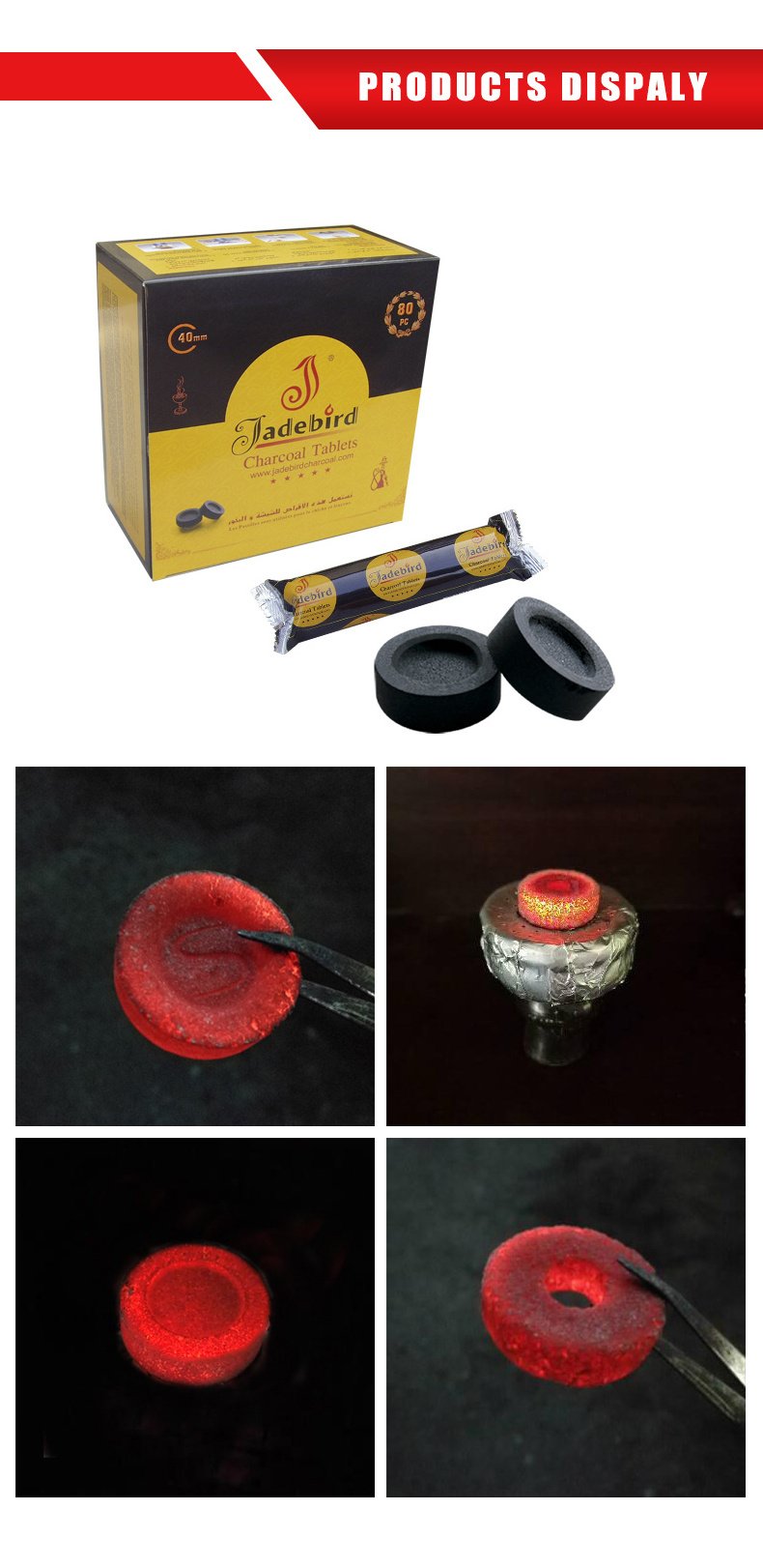 22MM JADEBIRD  CHARCOAL TABLETS FOR BURNING  incense quick lighting charcoal for BAKHOOR