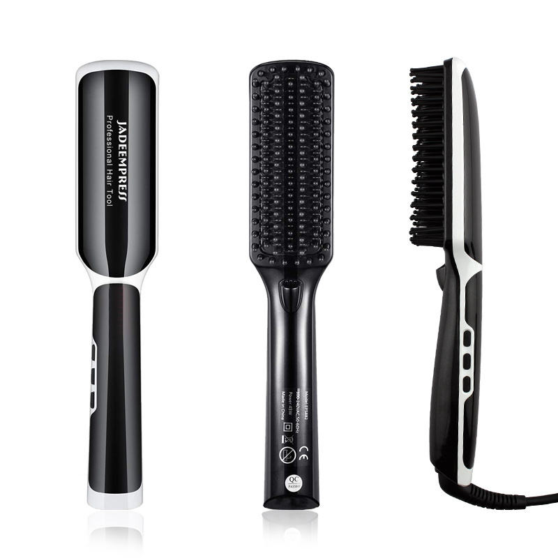 Ceramic Smoothing Hair Straightener Comb Pressing Comb Brush Heated Electric Hair Straightener Brush