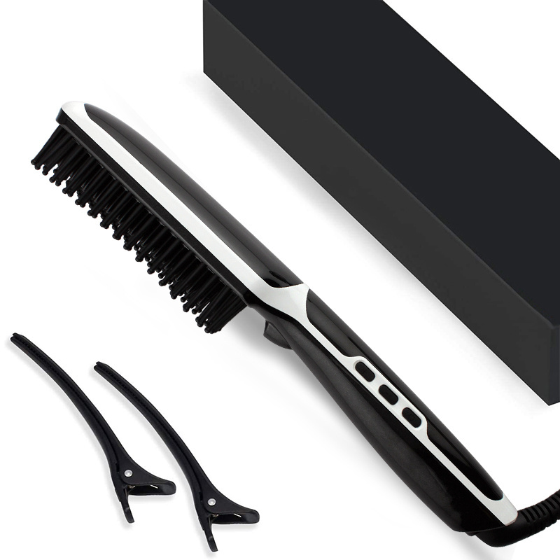 Ceramic Smoothing Hair Straightener Comb Pressing Comb Brush Heated Electric Hair Straightener Brush