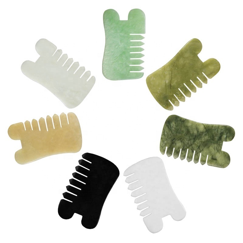 Other Skin Care Products (New) Real Jade Guasha Scraping Comb Hair Care U Shape Gua Sha Stone Comb Hair Scalp Scrapping Gua Sha