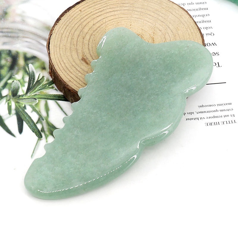 2023 New Arrivals Anti Aging Skin Care Guasha Stone Wholesale Gua Sha Unique Shape Green Aventurine Gua Sha Facial Tool