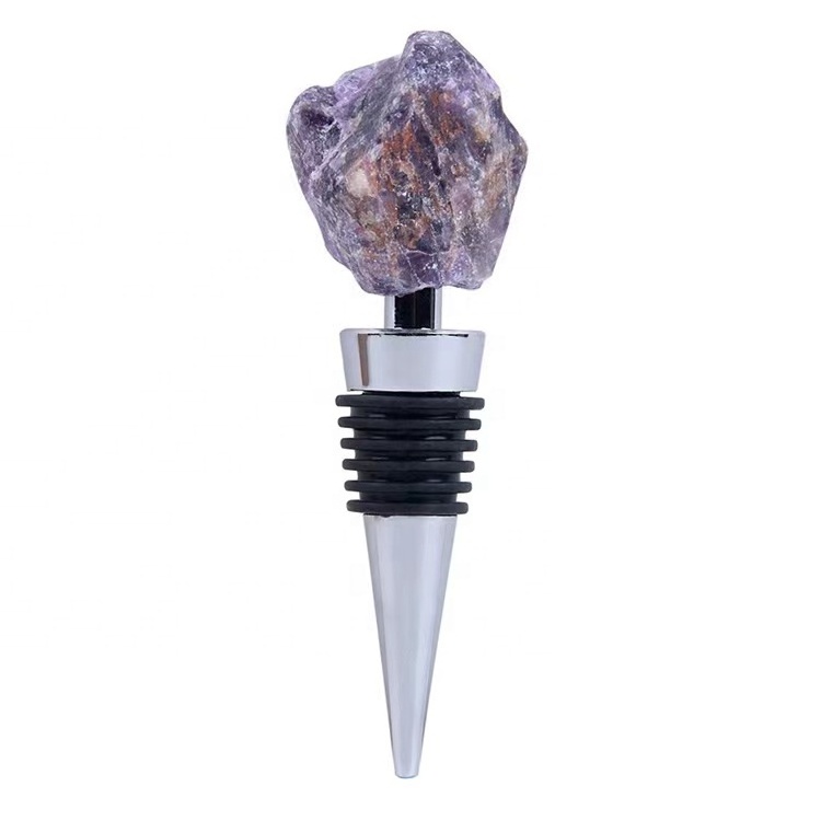 Crystal Quartz Champagne Wine Stopper Stone Wine Bottle Stopper Stainless Steel Amethyst Wine Stopper