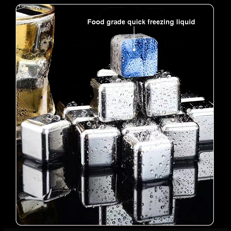 Stainless Steel 304 Ice Cooling Stones Reusable Square Ice Cubes Set for Ladies Facial Massage Beauty Ice Pack