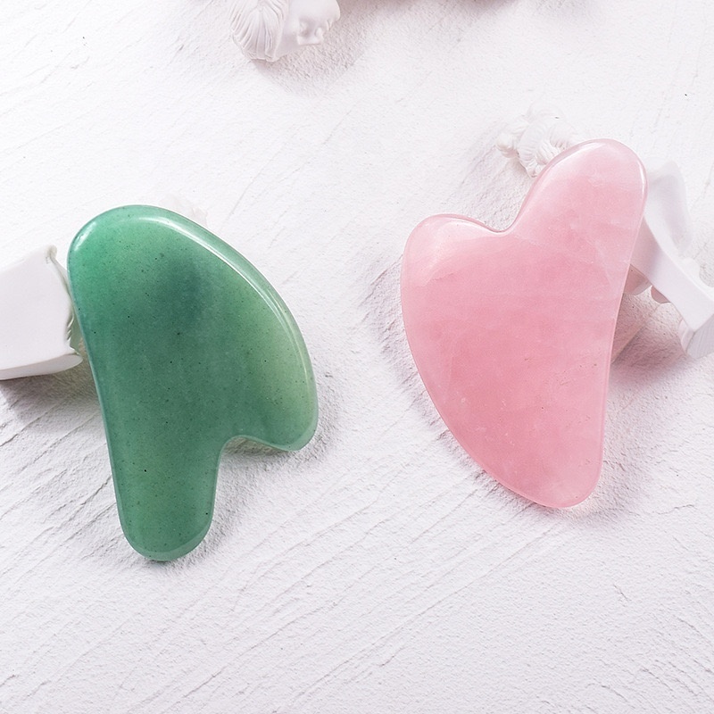 2023 New Custom Logo Opalite Gua Sha Cuarzo Scraping Board Heart Guasha Stone Rose Quartz Gua Sha Facial Tool Natural Jade Stone