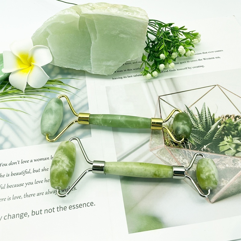 Custom Logo Face Roller 2 In 1 Real Nephrite Massage Tool Natural Stone Guasha Facial Set Best Natural Jade Roller Gua Sha Set