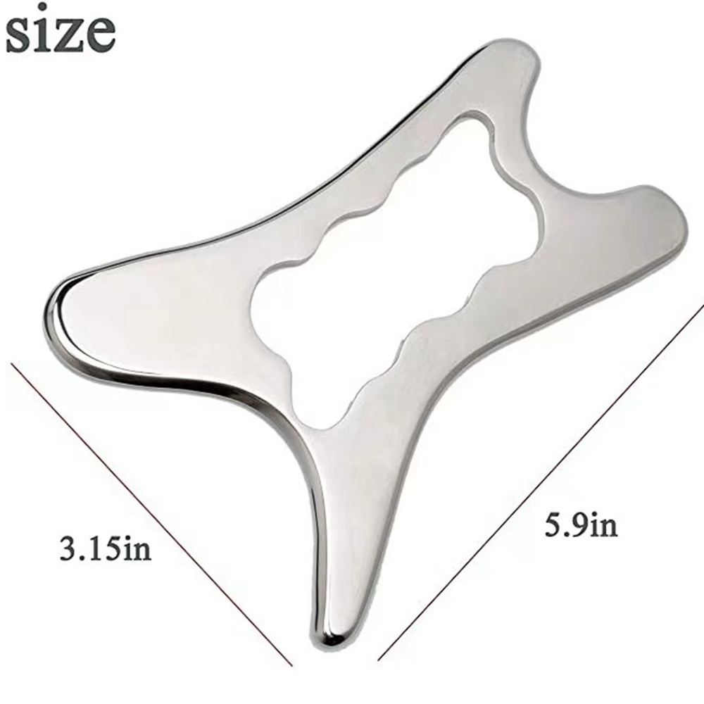 H Shape 304 Stainless Steel Gua Sha Body Scraping Tool Metal Guasha With Pouch Stainless Steel Gua Sha Scraping Massage Tool