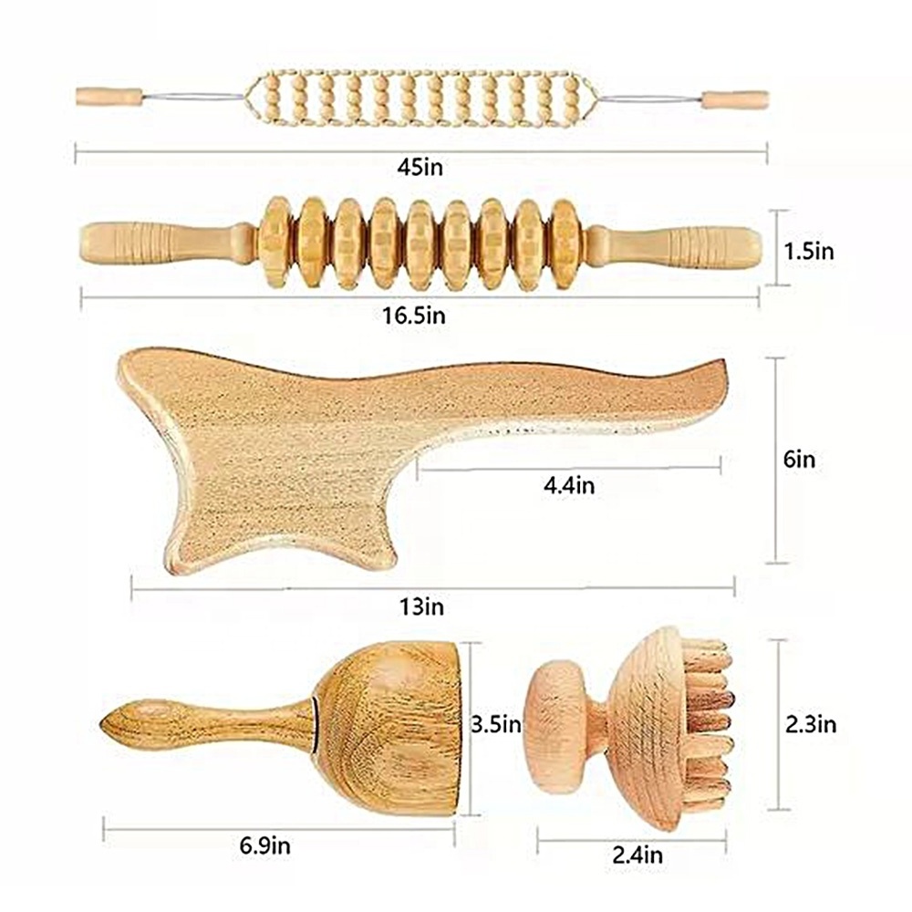 2024 Skin Care Tool Wholesale Body Massager Handy Body Sculpting Massage Body Roll Shaper Massage Wooden Gua Sha Facial Tool