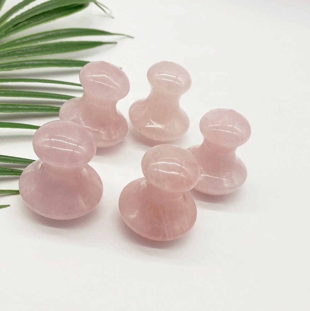 Wholesale Set Skin Care Rose Quartz Jade Facial Rose Roller Massager Mushroom Shape Gua Sha Tool Pink