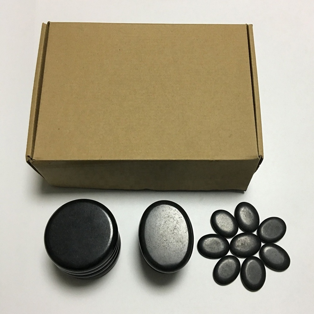 Black Spa Energy Hot Stone Massage set Natural Guasha Massage Stones Kit for Full Body