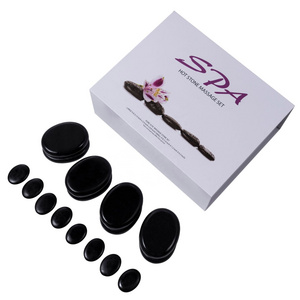 Black Spa Energy Hot Stone Massage set Natural Guasha Massage Stones Kit for Full Body