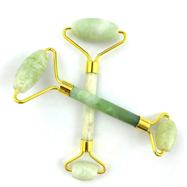 High Quality Nephrite Jade Custom Gemstone Facial Roller Jade Massage Face Roller Crystal Green Jade Roller