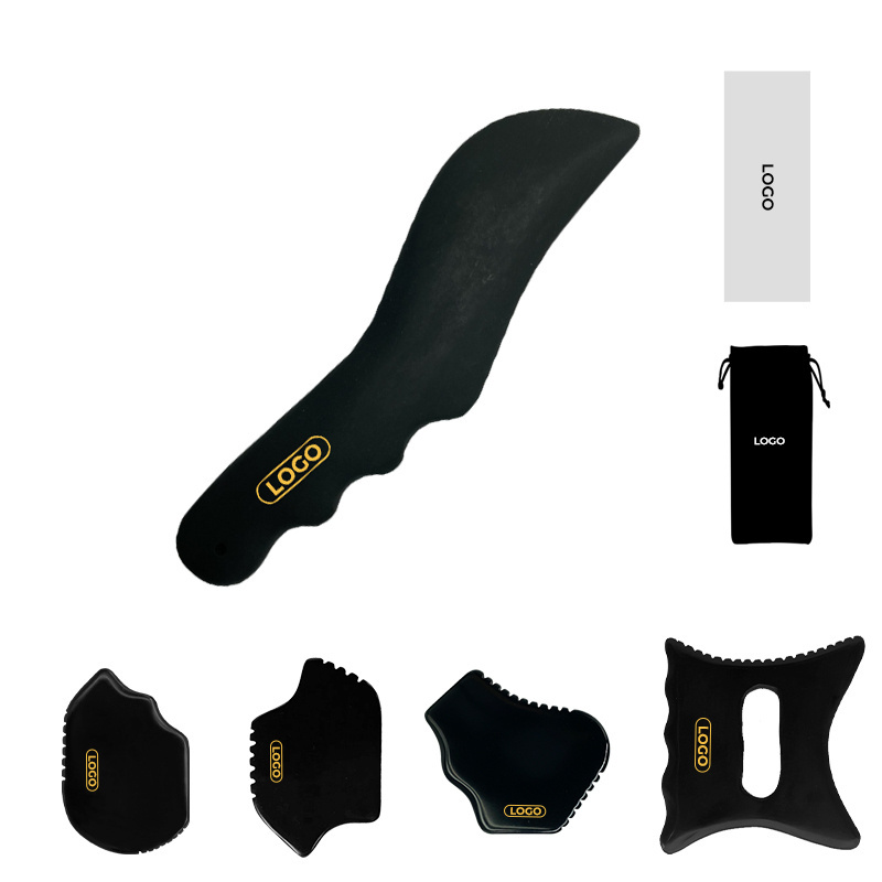 Spa Natural Black Jade Stone Body Gua Sha Mushroom bian-stone guasha tool Bian Facial Massager Bian Stone Gua Sha Mushroom