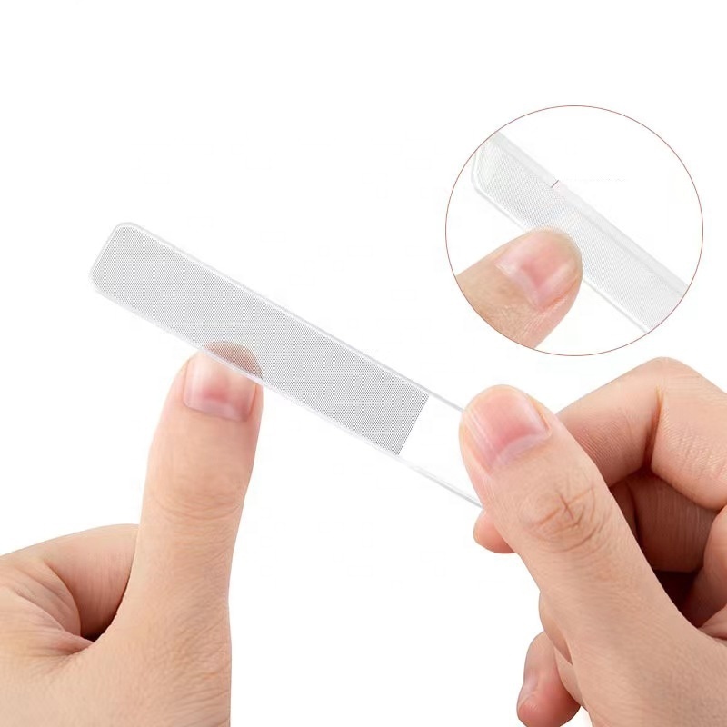 Glass nail file with shell Custom Logo Beauty Equipment Nail File Clear Glass With Cases Manicure Tools Nail Polishing Strip