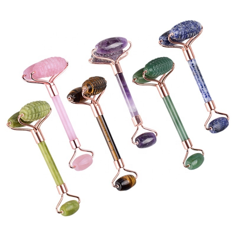 Bulk Hot Selling Face Lifting Anti Aging Massage Roller Mix Stone Rose Quartz Jade Face Roller Natural Anti Wrinkles Jade Roller