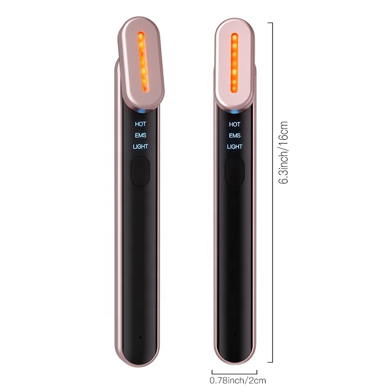 Logo 7 Color LED Light Wand Hot Compress Eye Care Device Anti-Aging Beauty Facial Eye Massage Magic Wand Device EMS Eye Massager