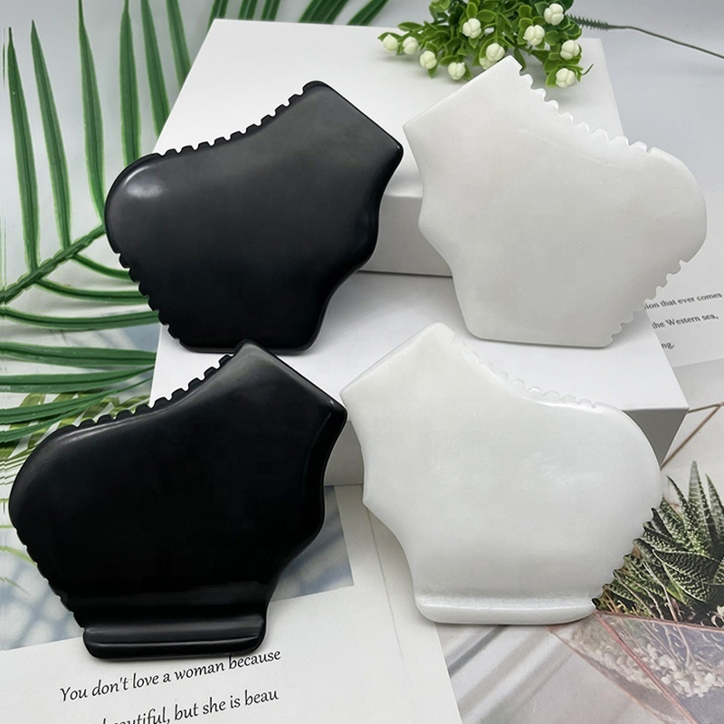 Body Sculpting Massager Black Bian Guasha Stone With Handle Large Gua Sha Stone With Logo Body Massager Bian Stone Gua Sha