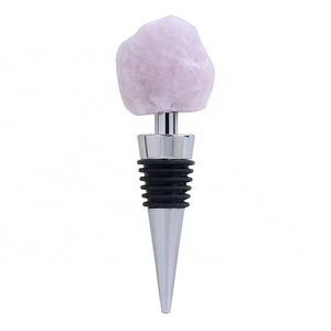 Crystal Quartz Champagne Wine Stopper Stone Wine Bottle Stopper Stainless Steel Amethyst Wine Stopper