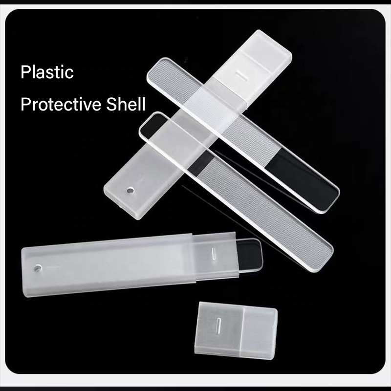 Glass nail file with shell Custom Logo Beauty Equipment Nail File Clear Glass With Cases Manicure Tools Nail Polishing Strip