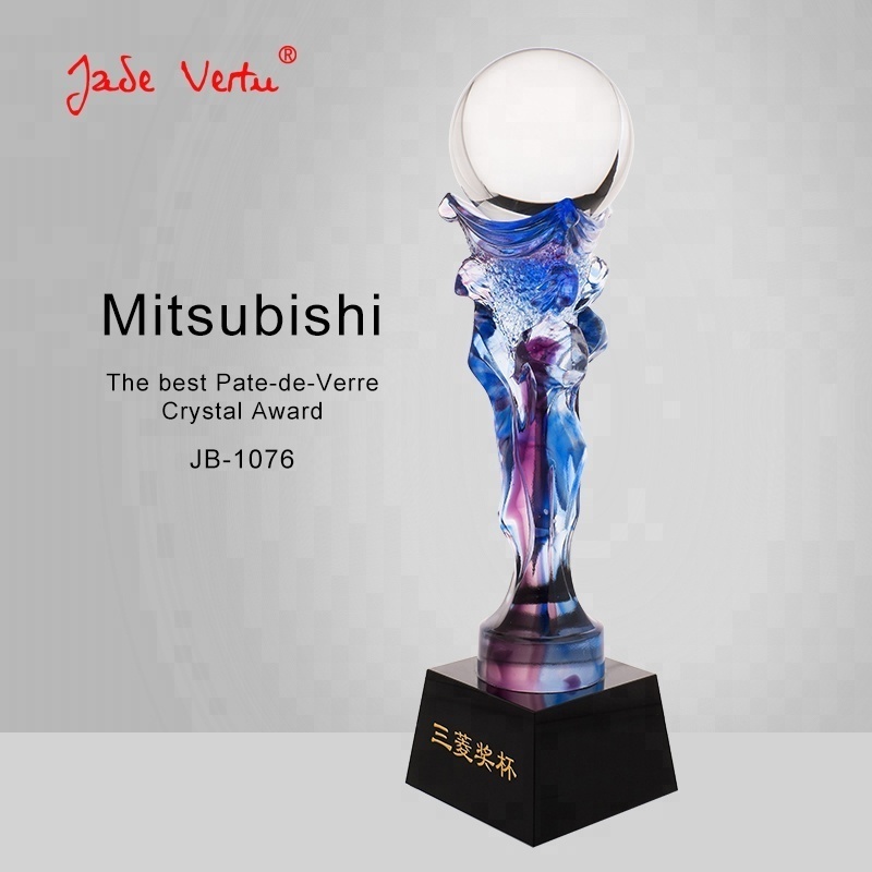 Transparent round crystal mirror ball trophy football basketball golf clear sport gift souvenir award annual ceremony figures