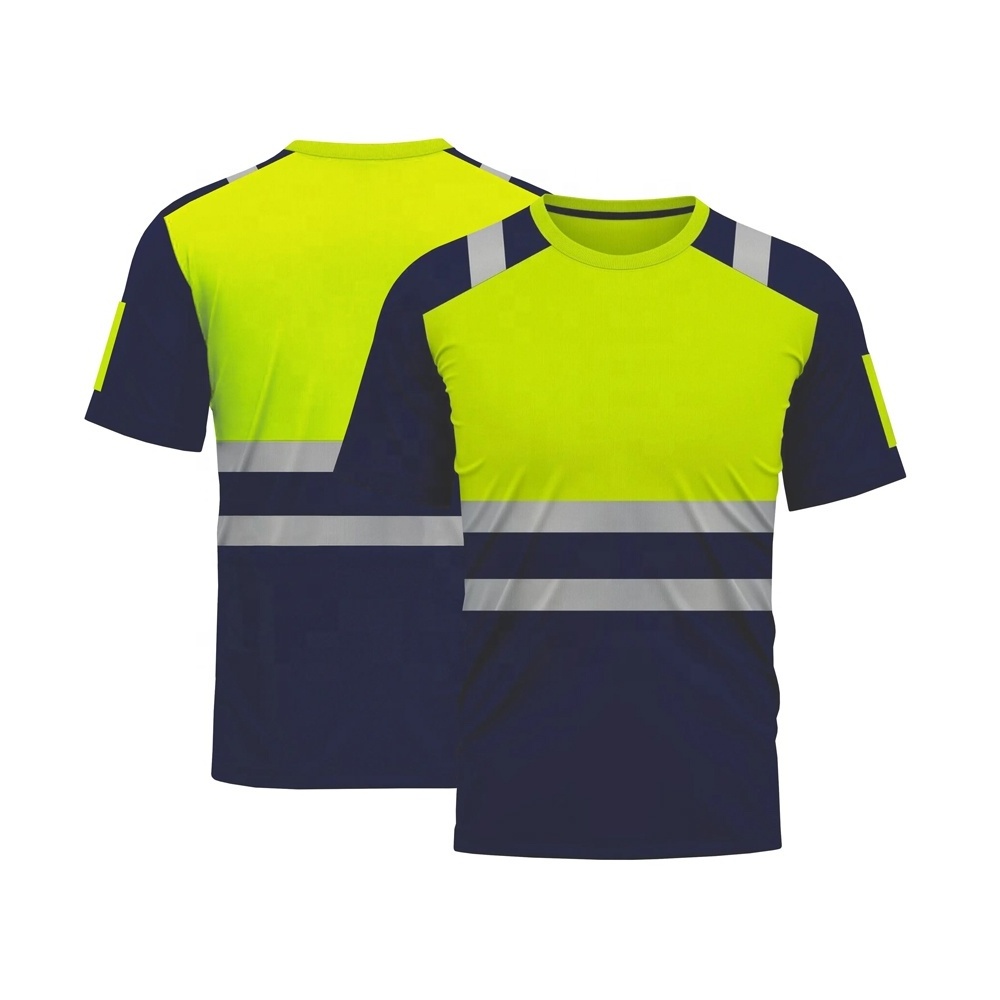 Short Sleeves Round Neck Hi Vis T Shirts for Worker Orange Reflective Hi-Visible Construction Worker Polo Shirts Vest & Pants