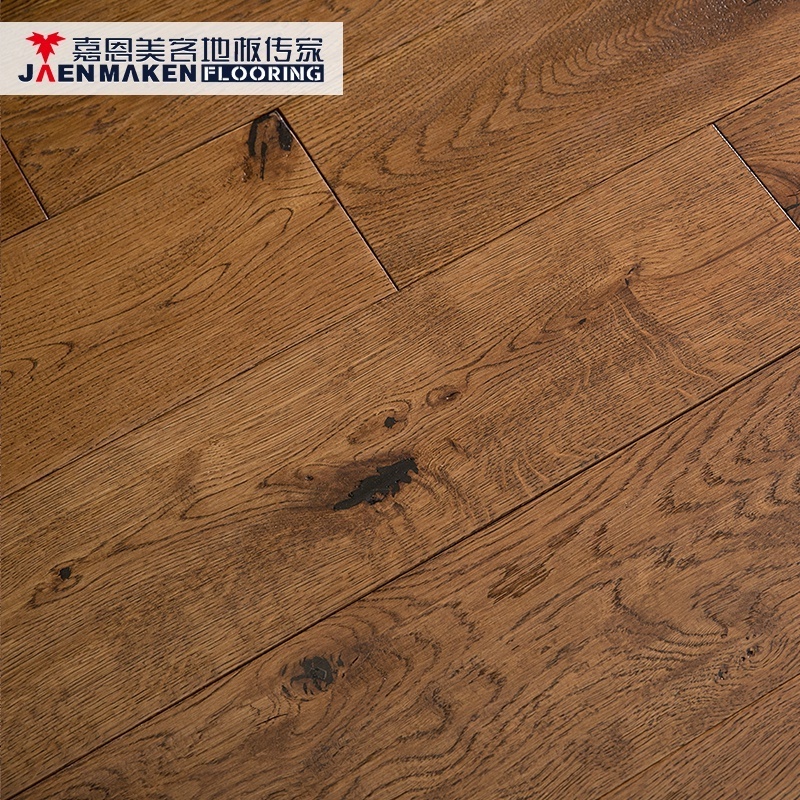 18mm oak hand scraped wire brushed solid hardwood flooring