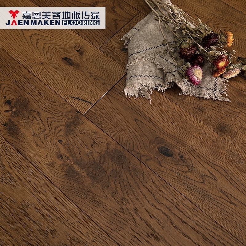 18mm oak hand scraped wire brushed solid hardwood flooring