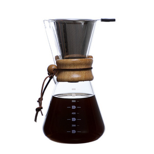 600ml Heat Resistant Glass Coffee Pot with s03stainless steel filter  Coffee Brewer Cups Counted Coffee Maker Barista Percolator