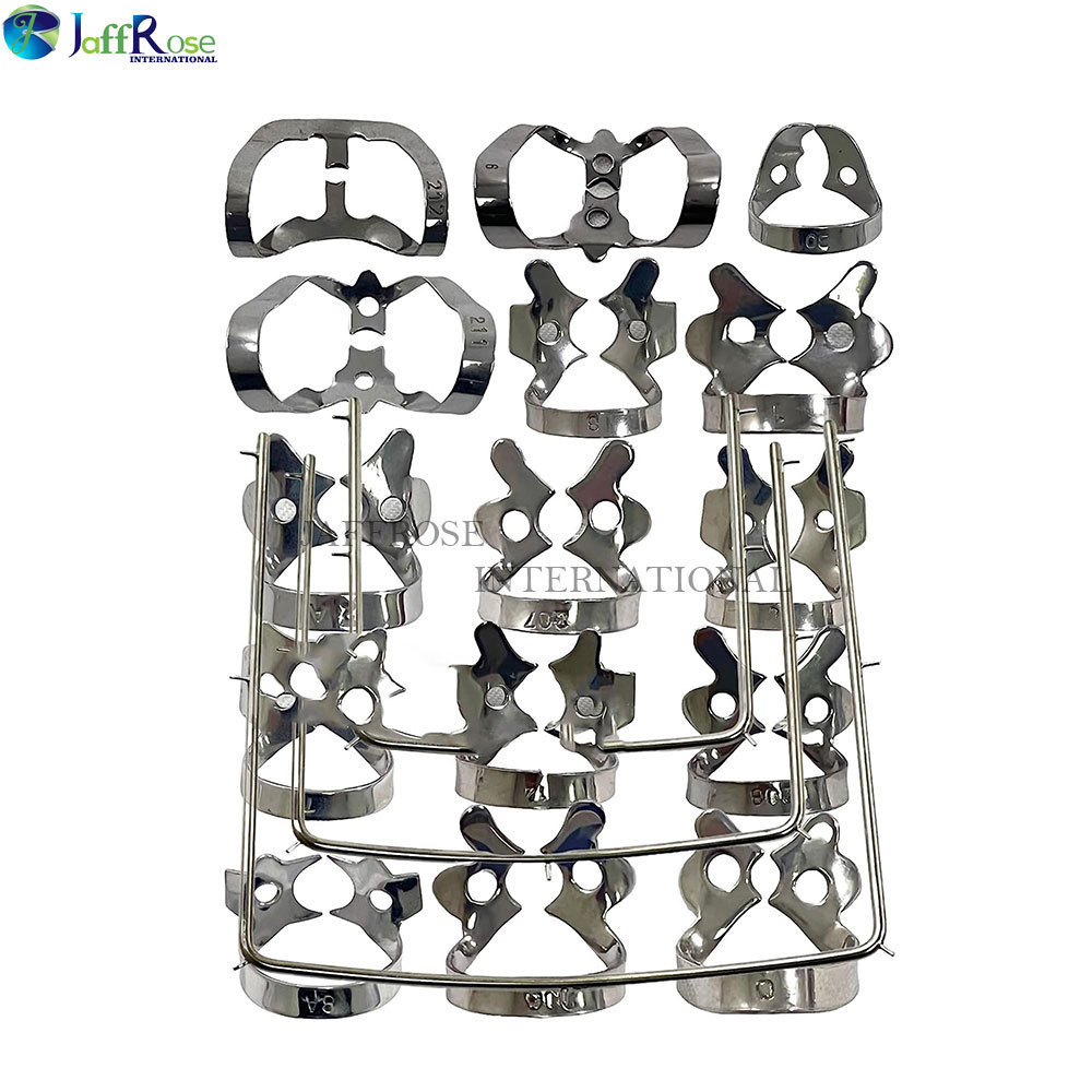 18 Pieces Set High Quality Stainless Steel Rubber Dam Kit High Quality 15 Clamps 3 Frames Small Medium Large